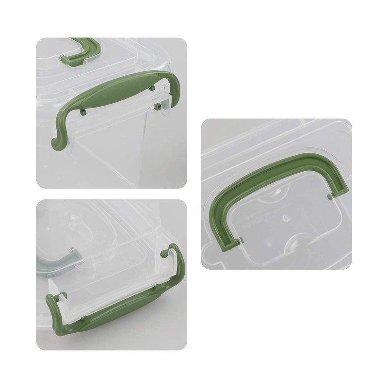 Ortodayes 6 Packs Mini Latch Storage Box, Plastic Clear Bins