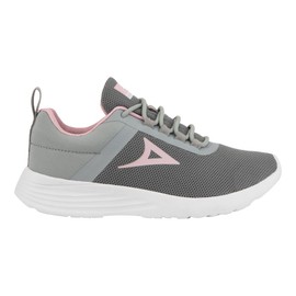 PIRMA Tenis Deportivo Para Correr Gris Original Para Mujer 4517 con Agujetas Horma Redonda Suela Blanca Confort Running Ejercicio Caminata Casual Paseo Oficina Calidad Comodidad Sport Básico Aíre Libre GYM Textil Ligeros Resistentes Nuevos Detalles Rosas