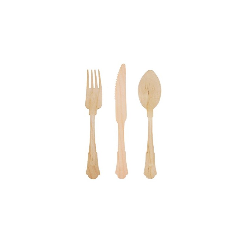 BambooMN Brand - Disposable Fork, Knife, Spoon Set, 10 Pieces
