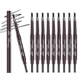 Berinist 12Pcs Black Eyebrow Pencil Set， Retractable Eyebrow Pencil with Brow Brush, Professional Eyebrow Shaping and Filling Pencil for Women Eye-Makeup, Easy to Color, Waterproof Long-lasting
