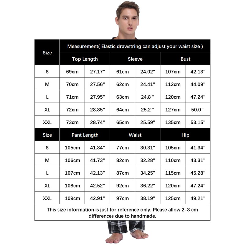 Vlazom Men's Pajamas Set Long Sleeves Soft Pj Top and