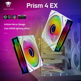 ICOLER Prism4 EX X3 120mm ARGB Case Fan,Infinity Mirror RGB Light Effect 5V 3PIN Motherboard Light Sync 800~1850RPM PWM PC Fan Suitable for Computer Case(Triple Pack White)