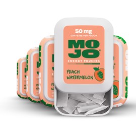 MOJO Energy Pouches Peach Watermelon Flavor, 50 mg per Caffeine Pouch, 15 Pouches, 5-Pack