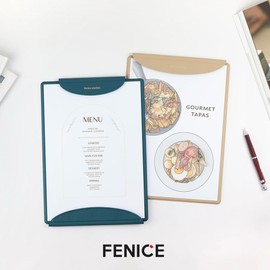 FENICE Eco PU Leather Waterproof Magnetic Clipboard Menu Board Holder Organizer. 9"x12" (DEEP Green, Single)