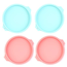 FOROREH 4er Silikon Kuchenform, Runde Backform, 8 Zoll Tortenform, BPA-frei, Antihaft-Pizza Formen für Geburtstagsfeier Hochzeitstag