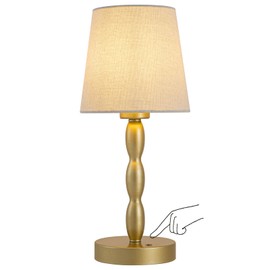 CASTLELIFE Portable Cordless Table Lamp,Touch Desk Lamp Rechargeable Battery Powered, 3-Level Brightness Stepless Dimmable Bedside Night Lamp,for Bedroom/Restaurant/Bars/Outdoor, Bulb Included,Gold