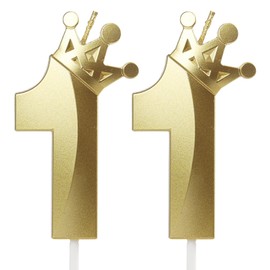 Crown Birthday Candle 11 Gold, 11 Candles for Birthday Cakes,Number 11 Crown Candle,11th Birthday Candles Sparkle Decoration for Birthday Party Wedding Anniversary Celebration Supplies