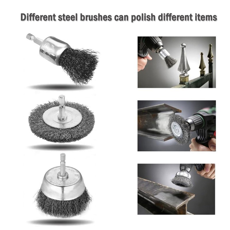 Docache 7-Piece Wire Brush Drill Set, Wire Brushes, Cordless Screwdriver,
