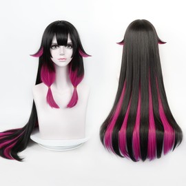 LABEAUTÉ Max Beauty Anime Multiple Characters Cosplay Wigs for Genshin Impact + Free Cap (Black Red)