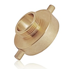 Fire Hydrant Hose Adapter, 2-1/2" NST (NH) Female x 1-1/2" NST (NH) Male Brass Fire Hose Hydrant Connector with Pin Lug, Fire Hydrant Adapter Fitting Nipple