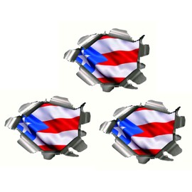 Three (3) Puerto Rican Flag Bullet Holes 3D | Puerto Rico Hard Hat Stickers - USA Welder Electrician Scaffolder Welding Stickers