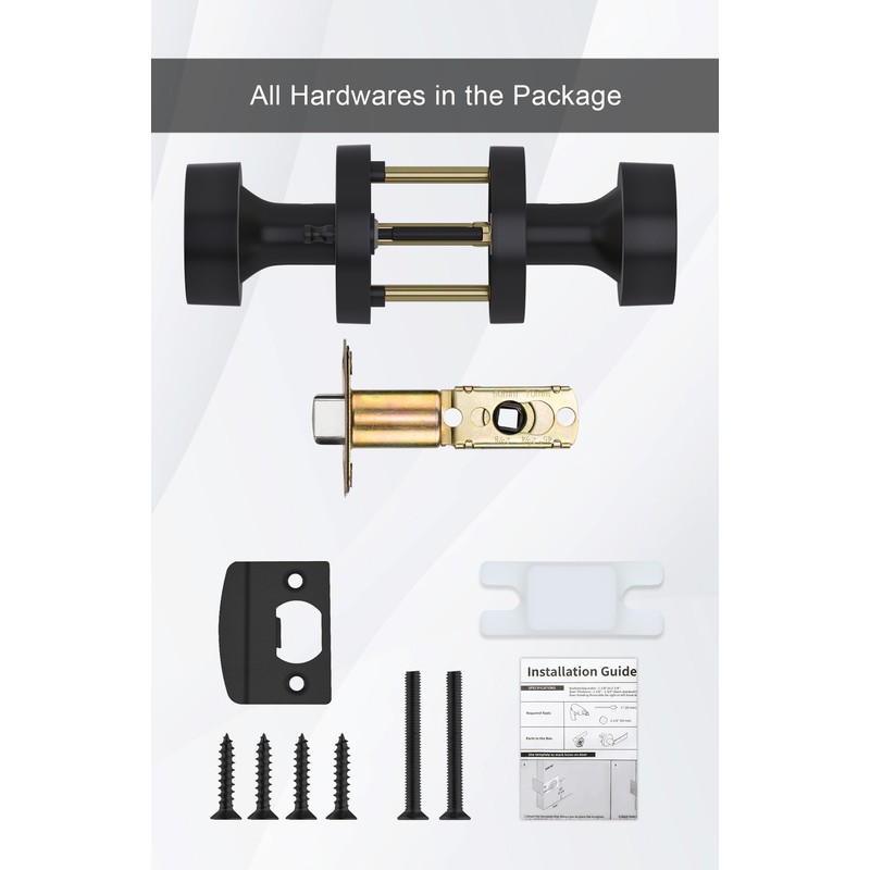 goldenwarm 2 Pack Black Interior Door Knobs, Heavy Duty Matte