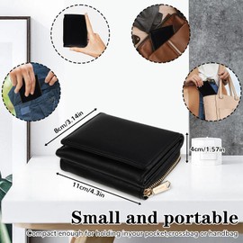 ueslwser Women's Mini Purse Women's Leather Small Purse Large Capacity Purse Small Purse Women's Purse Small Ladies with Large Capacity Many Compartments, black, Modern