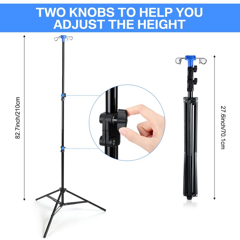 Ferraycle Portable Collapsible IV Pole Stand, 4 Hook IV Portable