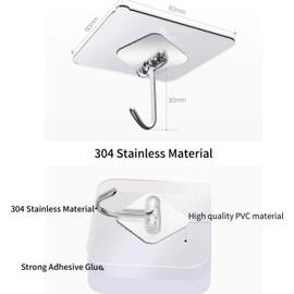 Transparent Adhesive Hooks Utility Hooks 44 lb/ 20 kg(Max), Heavy Duty Coat Hooks Waterproof and Oilproof Reusable Seamless Hooks, Reusable Wall Hook for Bathroom & Kitchen(12 Pack)
