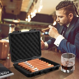 Cigar Travel Humidor Case, Portable Cigar Box, Airtight, Waterproof, Portable & Durable Humidor Cigar Box, Dustproof Cigar Case & Cigar Accessories (Holds up to 7 Cigars)