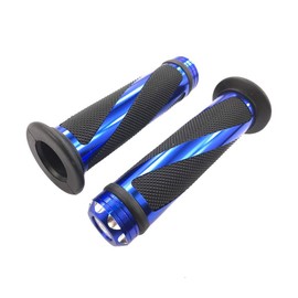 Universal fit Aluminum and Soft Rubber Motorcycle Grip Set for 7/8" (22mm) Handlebar - BLUE