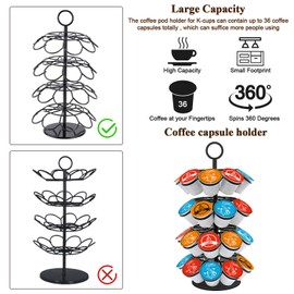 SHURFFY Coffee Pod Carousel Holder Organizer Compatible with 36 Cup Pods