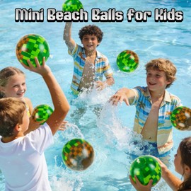 24 Pack Pixel Themed Beach Balls - 6 Inch Floating Balls for Party Favors