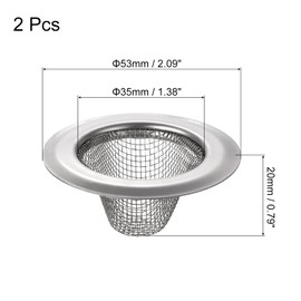 QUARKZMAN 2 Pieces Kitchen Sink Drain Stainless Steel Kitchen Sink Strainer Sink Drain Filter 2.1" OD x 1.38" Inner Diameter x 0.78" Depth Silver