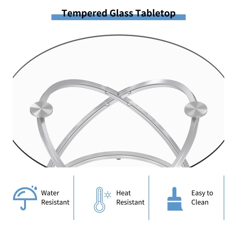 OIOG Glass Round End Table, Modern Contemporary Side Table for