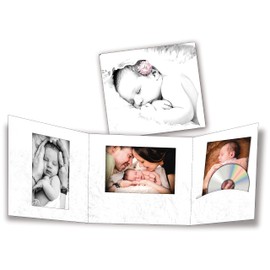 Leporello 3-Piece Portrait Folder for 13 x 18 Photos & CD in Design Baby Photo Folder for Studio, Nursery, School