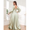 HTBVGO Sage Green Satin Bridesmaid Dresses for Women V Neck