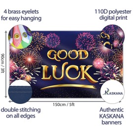 Good Luck banner and decoration - We Will Miss You banner - Sorry Your Leaving decorations - 5ft x 3ft with 4 brass holes - Vivid Digital Print - 110Den Thick polyester - Double Seam (Blue)