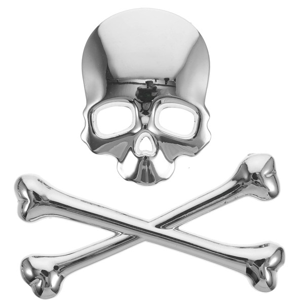 3D Skull Metal Skeleton Crossbones Sticke decal Skull Emblem Badge