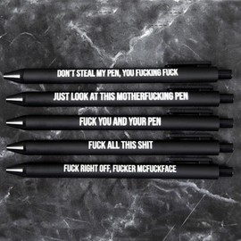 Jxueych 7pcs Funny Ballpoint Pens Daily Different Swear Word Weekend Set, Comfortable Writing Black Ink Medium Point 1.0 mm Gift Pretty Pens for Office Gifts (H)