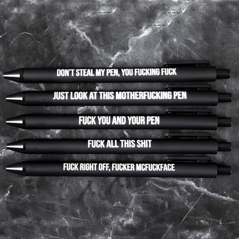 Jxueych 7pcs Funny Ballpoint Pens Daily Different Swear Word Weekend