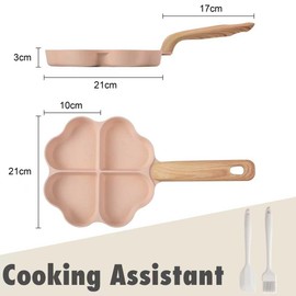 Caannasweis Egg Omelette Pan, 4-Cup Nonstick Granite Omelette Skillet Breakfast Frying Pan Egg Cooker Suitable for Gas Stove & Induction Cookware, PFOA PFOS Free, Pink Heart Shaped