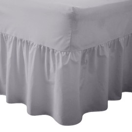 R&Z Luxuary Plain Polycotton Fitted Valance Sheet SIngle, DOuble, King, Super King (Grey/SIlver, Double)