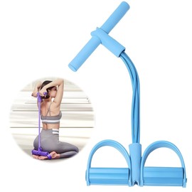21 Fitness Resistance Bands-4 Tube Pedal Ankle Puller, New Elastic Yoga Pedal Puller Stretch Band for Exercise, AB Training Auxiliary Device Sit Up Exercise Equipment for Women Men (Blue, 4 Tube)