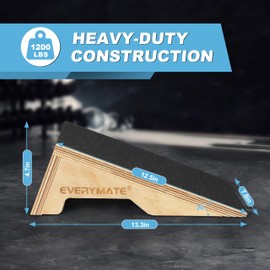 EVERYMATE Slant Board for Calf Stretching and Squats, Knees Over Toes Athletic Performance, Non-Slip Heel Elevated Squat Wedge Block