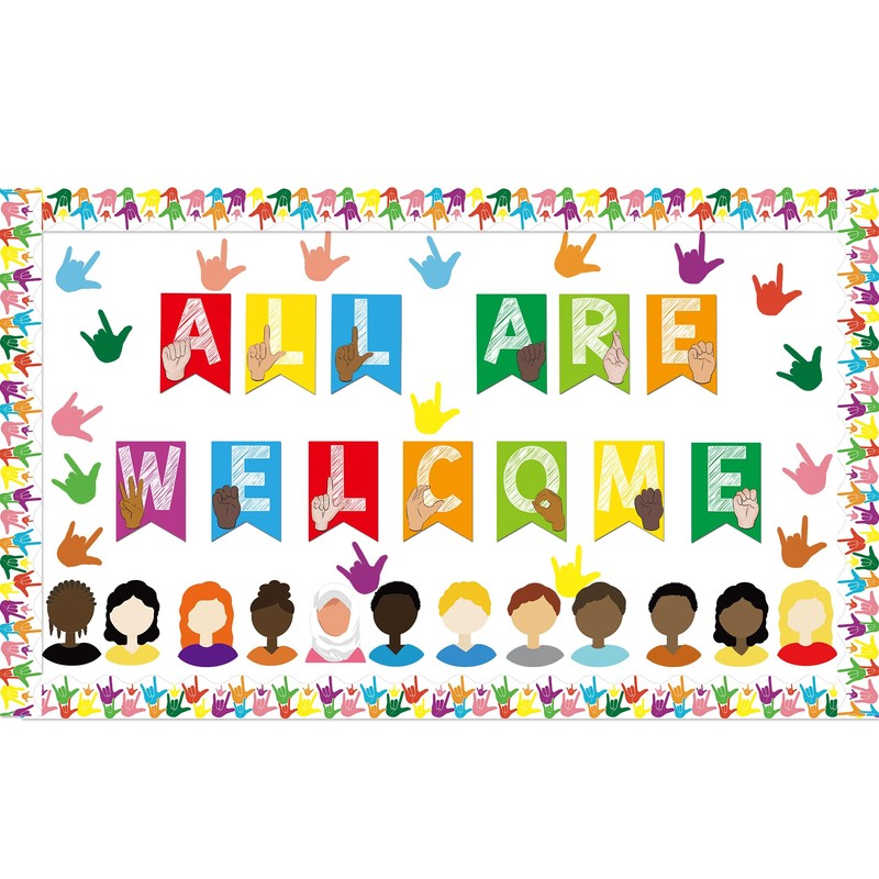 YIYDONG 67 ASL Welcome Bulletin Board Set - Classroom Flags