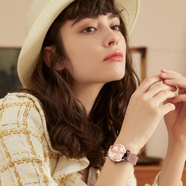 OLEVS Pink Watches for Women Rose Gold Ladies Watch with Mesh Band Diamond Elegant Thin Pink Face Womens Watches with Date Fashion Womens Dress Watch for Woman Waterproof Reloj para Mujer