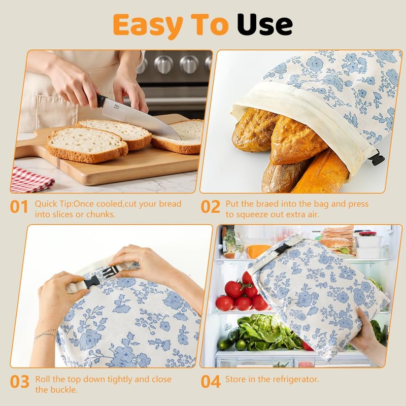 Bread Bags for Homemade bread,2 Pack Sourdough Bread Bags,Beeswax Bread