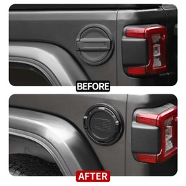 JeCar JL Gas Tank Cap Cover American Flag Fuel Filler Door Fit for Jeep Wrangler JL JLU 2018-2023, Matte Black
