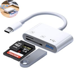 USB C SD Type-C-SD/TF Card Reader 3 in 1 Type-C Memory Card Reader Camera External Memory Car High Speed Two-Way Data Transfer Photo Video Music Support MicroSD/SDHC/SDXC/TF/U Disk, Mac Book Pro,
