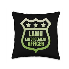 Funny Lawn Care Ranger Badge Design Enforcement Officer-Funny Lawn Care with Badge Design Throw Pillow, 16x16, Multicolor