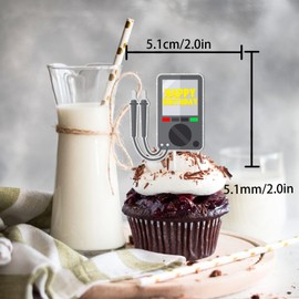 S-Cp-0798Ice Cream Fruit Dessert Cupcake Topper Colorful Glitter Happy Birthday Sensory Pop Game Theme Decor Supplies Baby Shower Boys Girls Birthday Party Decorations