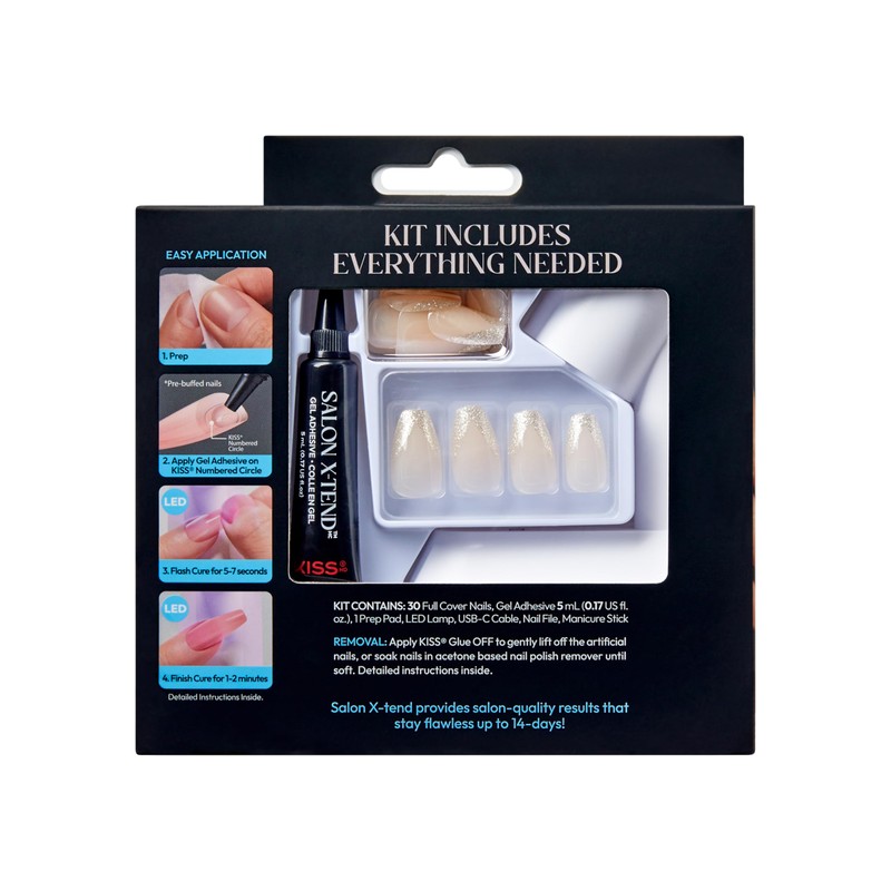 KISS imPRESS Press-On, Fake Nails, Gold Ring, Green, Oval, Short,