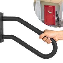 Wdwlbsm 2Pcs Handrail for 1-3 Steps,U Shaped Black Elderly Safety Grab Bar for Stairs Wall Mounted Hand Railing for Outdoor Garage Entry Interior or Exterior Stairway