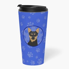 Caroline's Treasures WDK1024TBL215 Chihuahua Black and Tan #1 Stainless Steel 16 oz Tumbler, Blue Insulated Tumbler with Lid, Cute Travel Cup for Coffee, Cocktails, Gift Men, Dad, Women, Mother