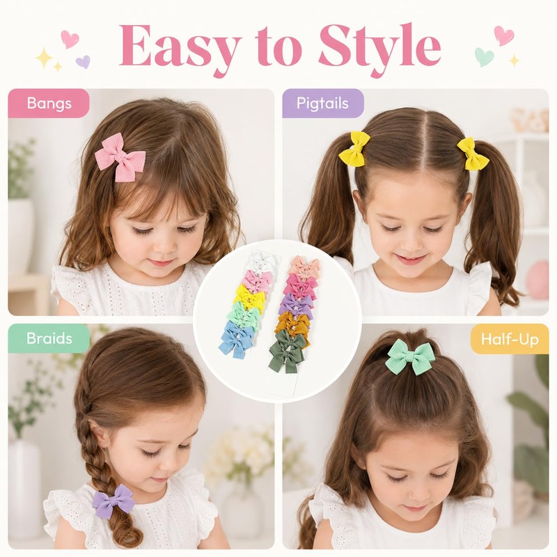 Danyarts 20PCS Toddler Hair Bows for Baby Girls, Small Toddler