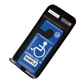 GAOLAOSY Handicap Placard Holder for Car, Universal Disabled Parking Permit Sign Holders, Handicap Placard Protector with Pen Holder & Note Paper Slot for Car Interior Sun Visor Storage (Black)