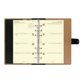Filofax Nappa Organizer, Personal Size, Taupe/Black - Leather, Six Rings, Week-to-View Calendar Diary, Multilingual, 2025 (C025136-25)