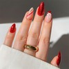 Almond Press on False Nails Medium Red Press on False