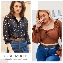 JASGOOD Womens Plus Size Belt Fashion Ladies Leather Waist Belt for Jeans Dresses with Gold Buckle Brown 2XL:Fit Waist Size 45-49 Inches